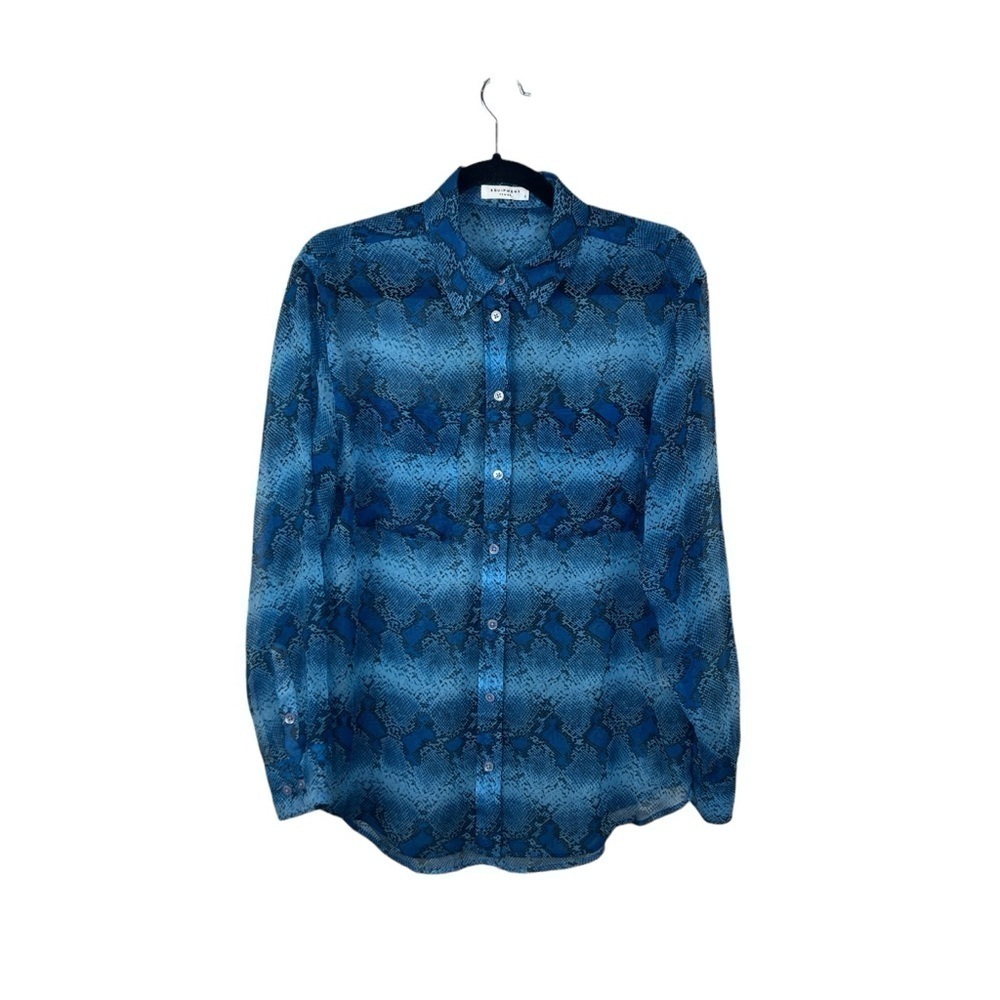 Equipment Snakeskin Signature Silk Sheer Blouse Parisian Blue